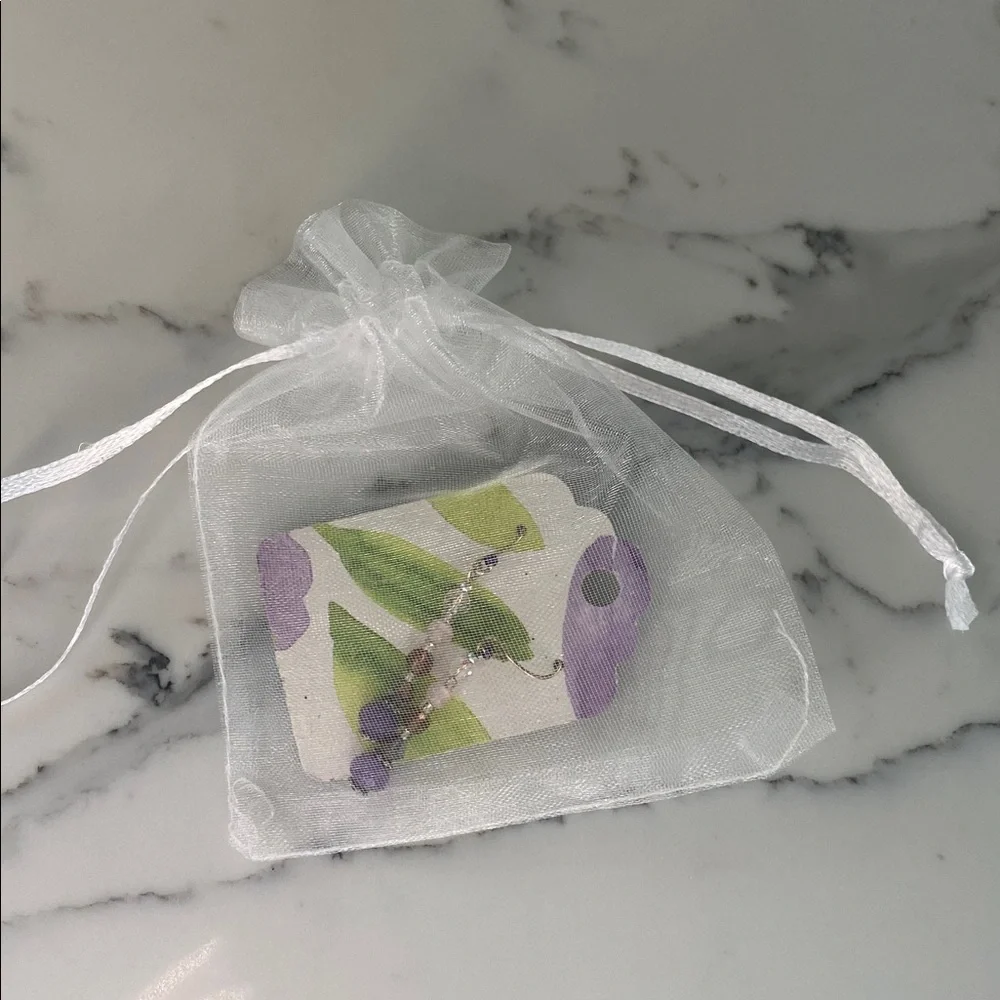 ⭐️ Handmade Purple Glads Beaded Drop Earrings, Nickel Free Jewelry